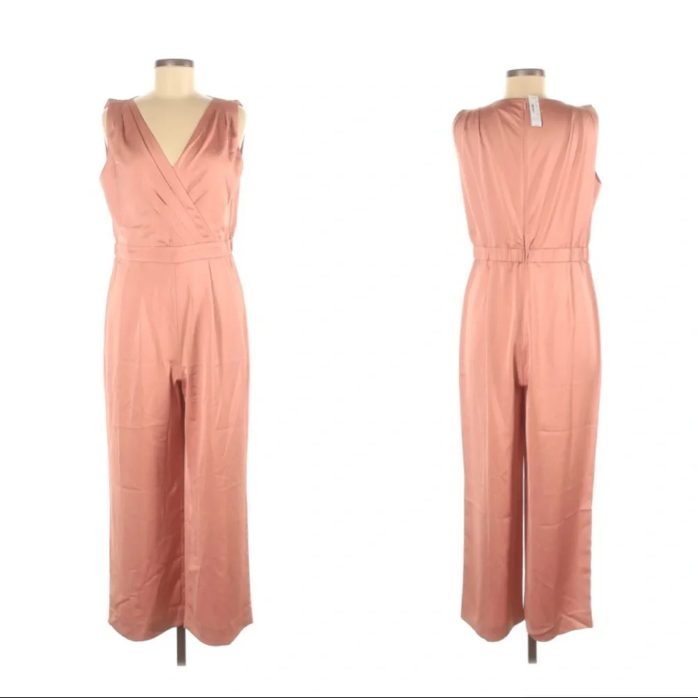 J. Crew Pink Satin Gloucester Back Crepe Jumpsuit - Picture 2 of 8